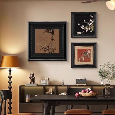 877-56古风客装饰画高级感复组古餐中厅挂画小众艺术正方形厅合卧