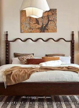 法式复古50271实床白蜡中古双人床木.8米1木.5米主卧家具美式软包