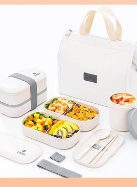 ψ竹r纤维饭盒Po可微波炉盒加热分便格当盒F77MMM7J春游野餐上