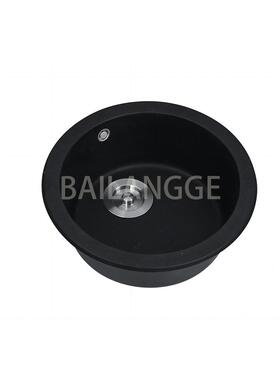 sink直供黑色小圆形石英石水槽单槽水吧台阳台岛台迷你水盆厨房