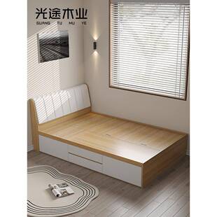 I9EK床现代简约榻榻米小房间省空间收纳储物儿童床可板式 单人床