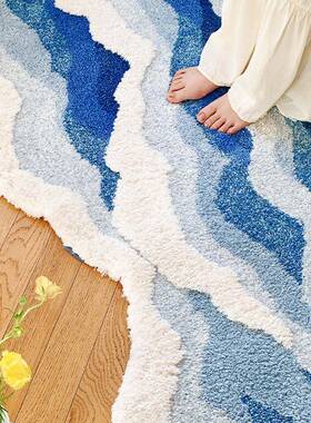 海浪ins风卧室床边植绒地毯房间窗飘垫发茶沙几毯高级感Q-38983地
