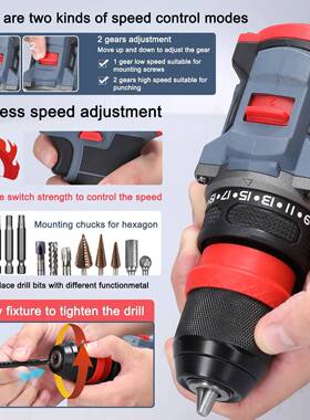 16.8V棘头轮夹无刷冲击大率高功电速充电电钻家用钻IUL孔动螺丝刀