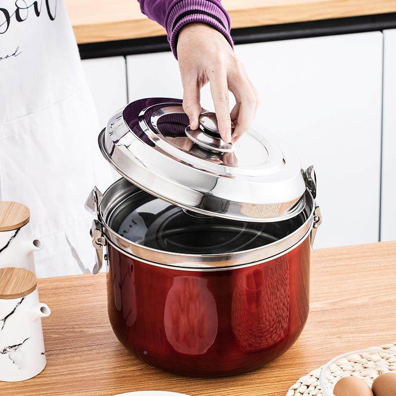 厂家直供7L展不钢火再煮锅熄火再会煮锅保温锅焖锈烧锅焖免锅