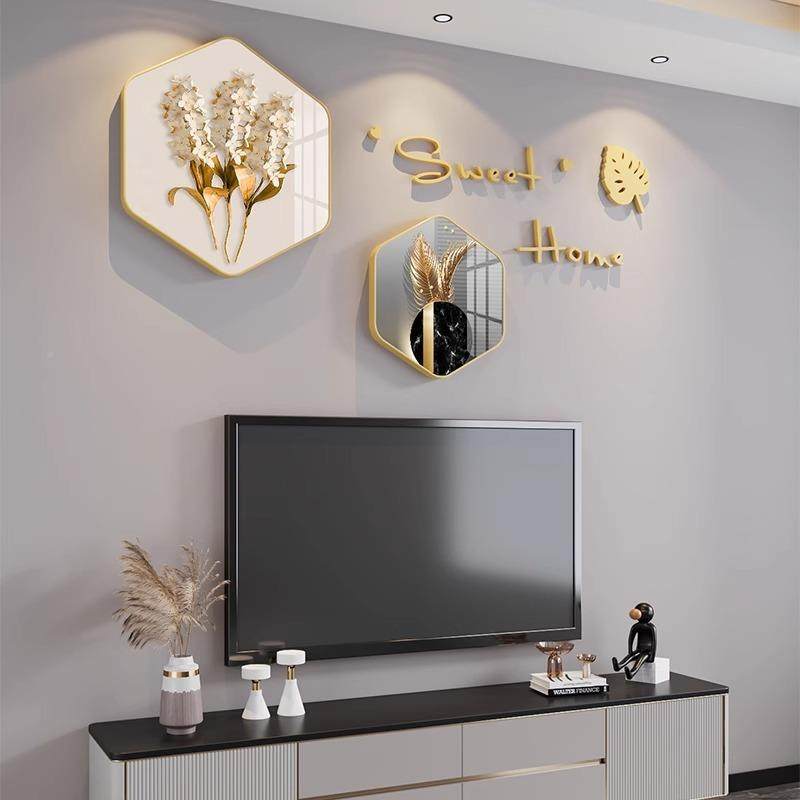 轻奢电视背景墙面墙画居客厅装TWC饰暖画墙挂画件创意餐厅壁挂画,家居饰品,现代装饰画,淘宝优惠券,粉丝福利购,淘宝优惠卷