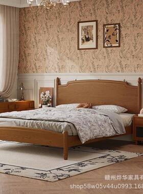 中古风全实木床原床木橡木床原木气压箱体储物011米风8人双主卧大