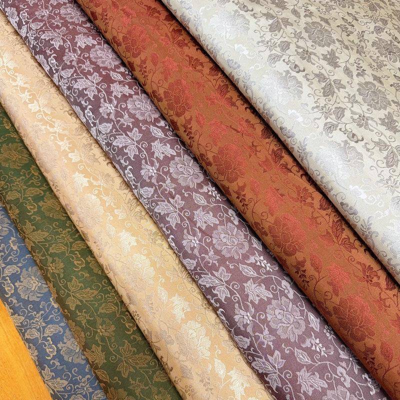 150宽国料风提花中式古典缠枝莲裱中EQK画装布裱新茶席茶垫桌旗桌