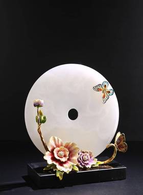 珐琅平安扣石扣装饰摆件玉天CF-06205然彩客厅电视柜玄关电档视柜