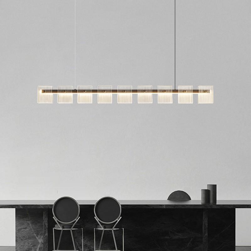 极简一字长奢条餐厅灯北设计欧师轻璃吧台办公797室玻书房样板间