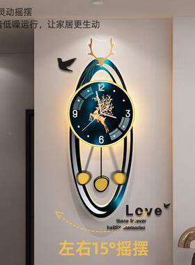 挂钟家用表CDC61现代轻奢大气饰挂客厅简约意时钟挂墙钟表木装制