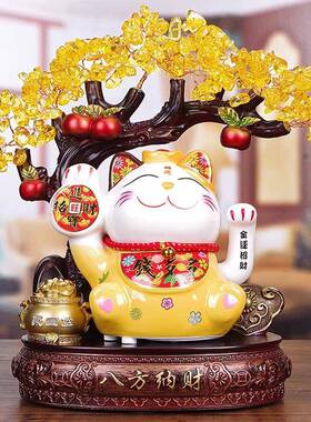 新款钱多多财猫摆件开ML436招自动手新店店铺收银台前台招开业业