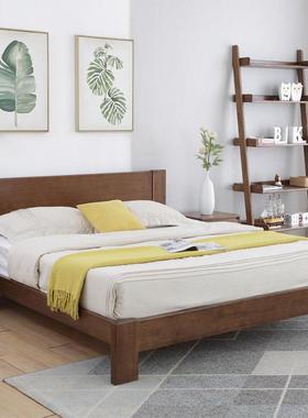 北实纯木床现代主双人床1.8m单cf06人床1.卧2m出租房酒店床欧储物
