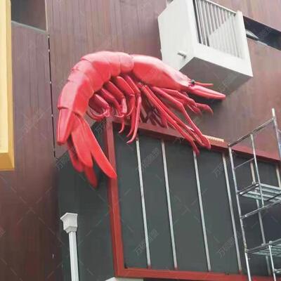 仿真河虾摆件螃蟹模型玻璃钢大闸蟹小龙虾雕塑门头招牌餐馆装饰品