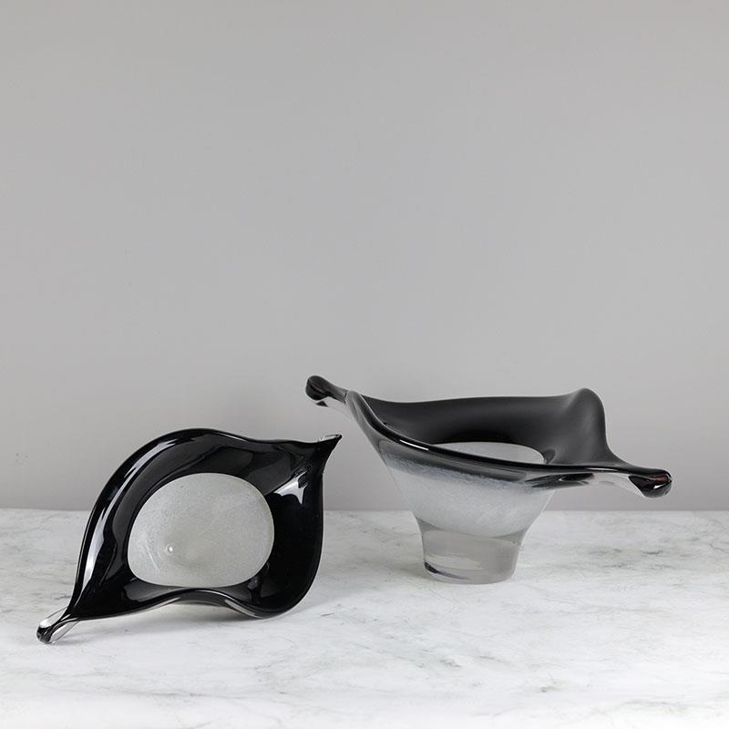 现代简约尖嘴鱼型玻璃果盘摆件软装饰品售楼部样板间客厅餐桌摆设