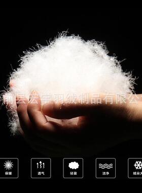 地直销鹅产新国标90白鹅绒纯白90鹅大朵绒羽绒绒HHX被填充物羽绒