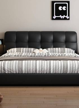 现代约网红in大s黑色奶油双人床户型主卧简床储小物ODD婚床泡芙