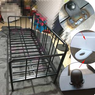 栏侧边背带无品牌/护的单人金属床架,6条床腿,c200cm后长x80m宽