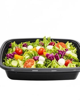一次餐盒圆形方形美SSZ式黑色外水果捞打包盒冰拉卖粉性碗沙盒