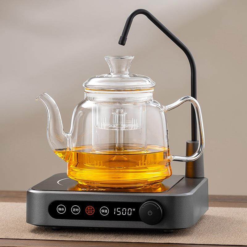 茶具套装简约自玻吸上1947水耐热璃泡茶壶蒸煮体内胆透一泡黑玻璃