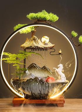 创新中开式流水生意财摆件循环水客厅办公室桌面装XPK饰家乔迁业