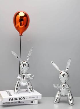 客现代简约树脂子气球兔摆件样板售楼部卧室书房厅桌面0663玄房关