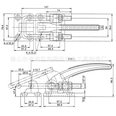 厂家门闩式速夹钳扣工业968锁快扣搭拉扣G40H380快速夹具