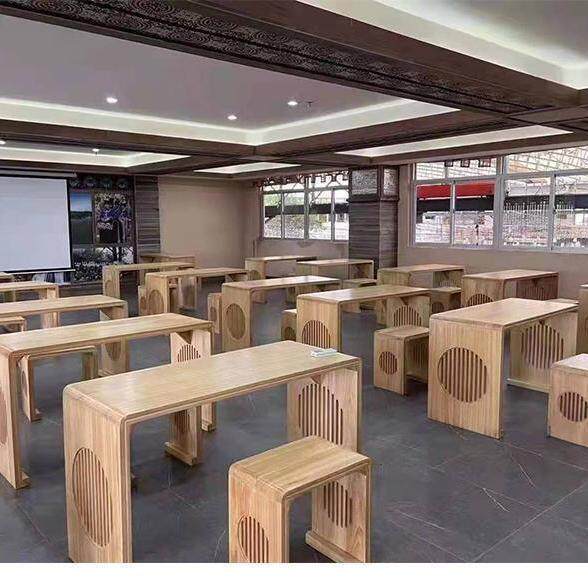 实木书法桌国学子茶艺书围桌古琴桌培训班YRS学生棋画桌课桌椅桌