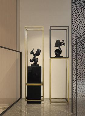 道落地大理石雕塑底酒店商场公TZ-106座楼走摆件办橱窗带灯展台石