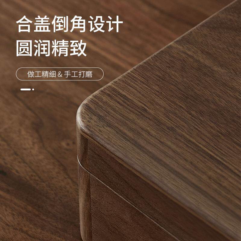 黑胡桃木木盒子复古带锁收纳盒实木质桌面收纳盒杂物小箱子精致