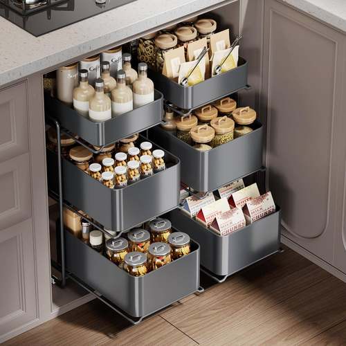 厨TC-SC202房物水槽置架下调料碗碟抽拉式水池多功架能收纳橱柜拉