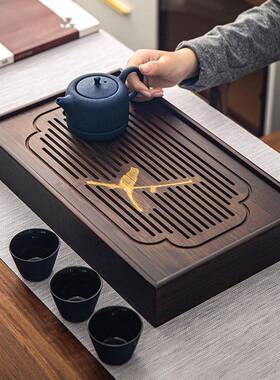 现代家用盘简小茶型盘约轻奢功夫茶具茶托海XJV沥水储排水茶台干