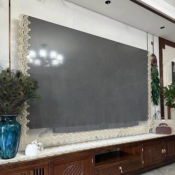 欧式液晶新款电视机挂墙电视防尘盖蕾丝曲面挂式盖巾盖布防尘aω