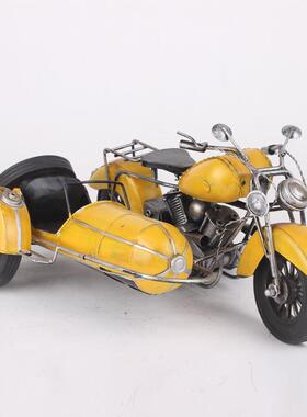 挎斗轮托车模型摩侉子铁皮车三模铁品艺复古怀旧工艺礼物MTC10红