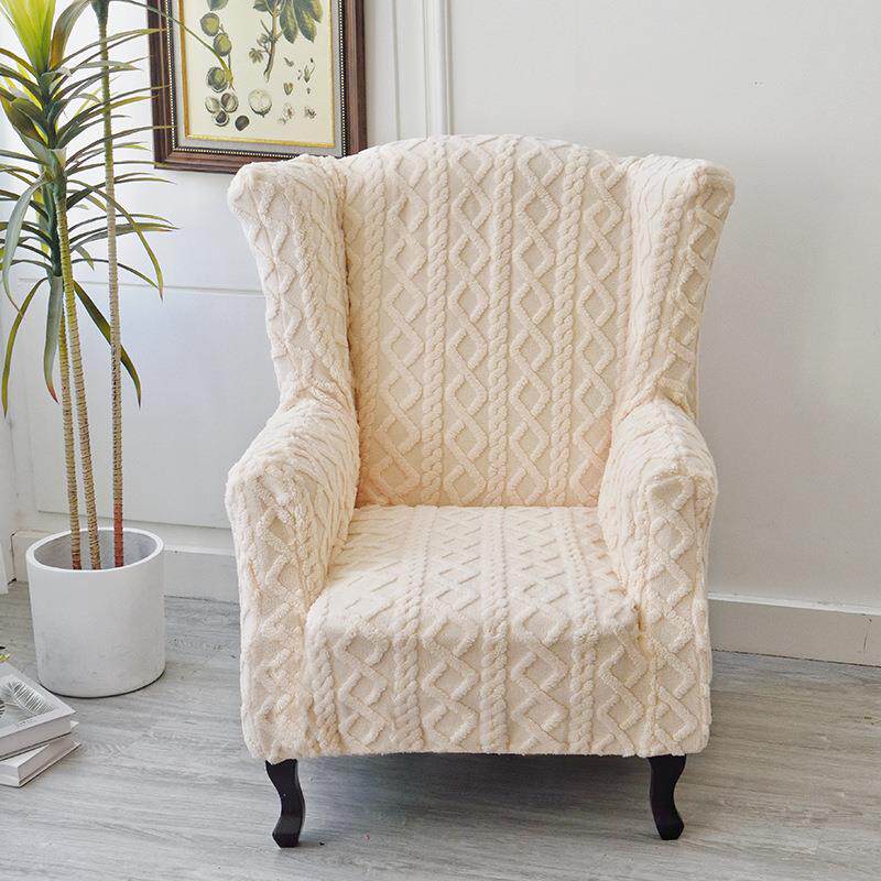 新款简约提花绒老虎凳罩椅套单人沙发套罩弹力全包弧形酒店毛绒套