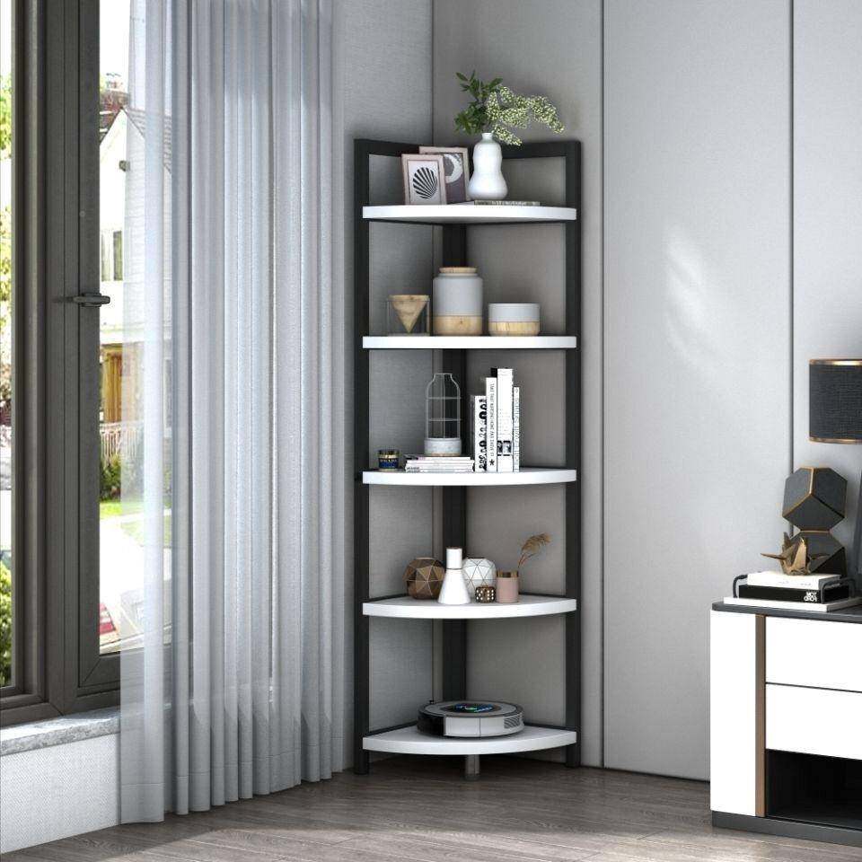 新款架墙角柜储物拐角弧架客厅角置物铁艺三圆角转YLP书架厨房铁