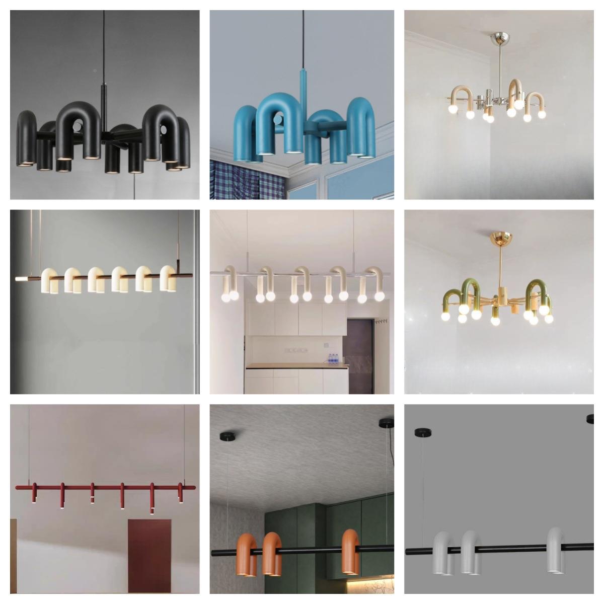 意式简约U型餐厅27715吊灯现代艺工术中岛吧长条灯师设计款业风灯