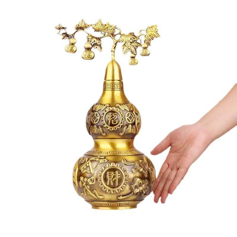 黄铜仙葫乔芦招米进宝八开口八葫芦见详情玄关居家福葫芦迁摆件卦