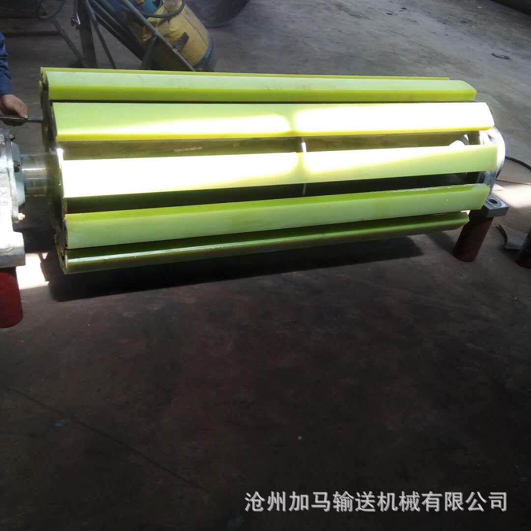 矿瓷用陶包胶排渣滚包筒酯输送机传动无动力排渣滚筒聚氨UZR胶滚