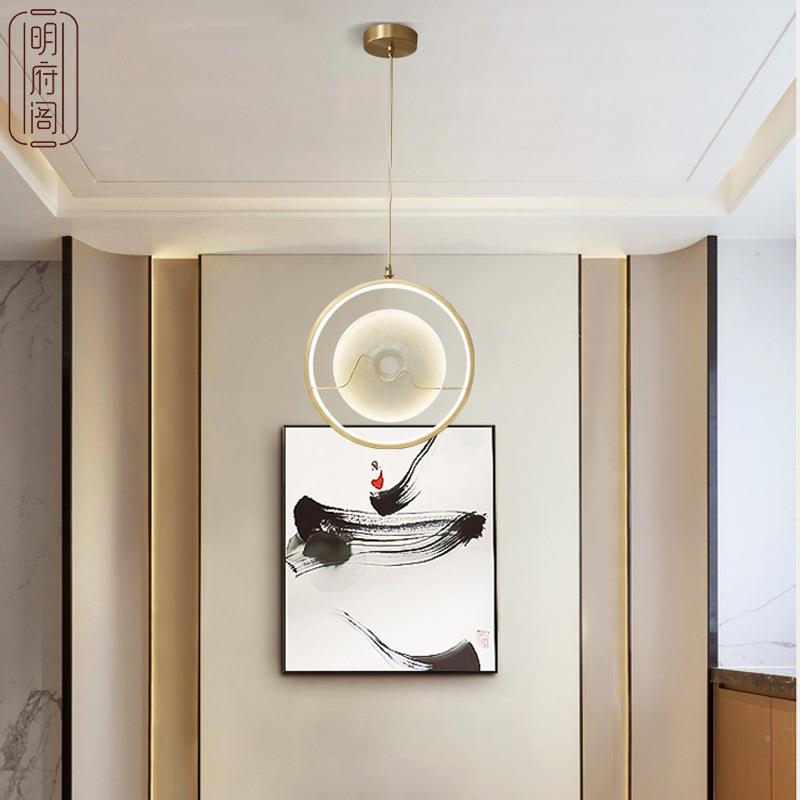 式新中346小吊灯全铜古风床头灯餐厅吧台吊灯茶室书房灯具过