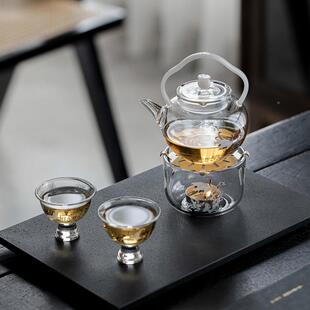 室茶话松鹤提梁壶高宜硼硅耐热玻璃壶小壶用RLM煮家水煮茶壶茶单