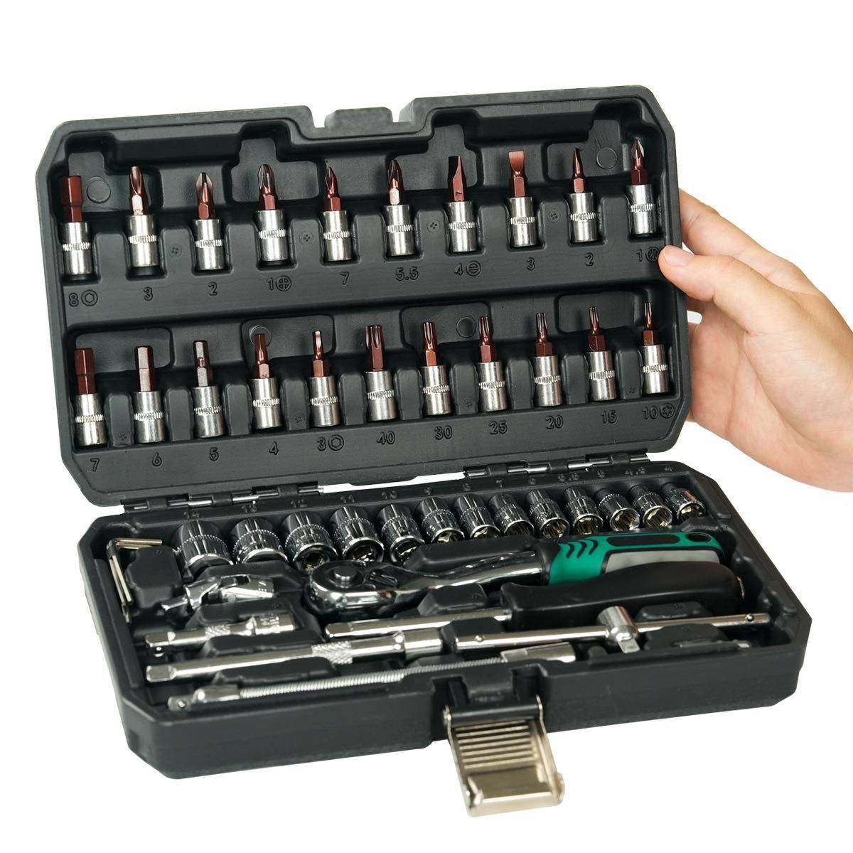 46件套托车电动车家套筒扳手多功五AZV能工用具箱摩维修组合金套,标准件/零部件/工业耗材,车间地垫,淘宝优惠券,粉丝福利购,淘宝优惠卷