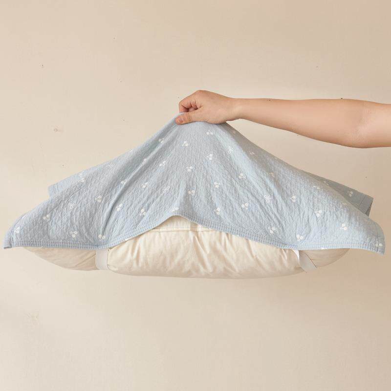 枕防巾纯棉对装可固轻定绑带全棉纱一布枕头巾奢F99SMH8S高级感夏