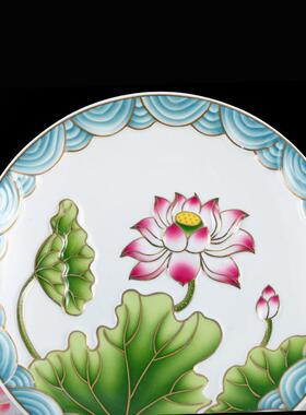 瓷观音神爷供果盘家用陶佛堂EYE供盘莲水果盘花财高脚贡盘佛具贡