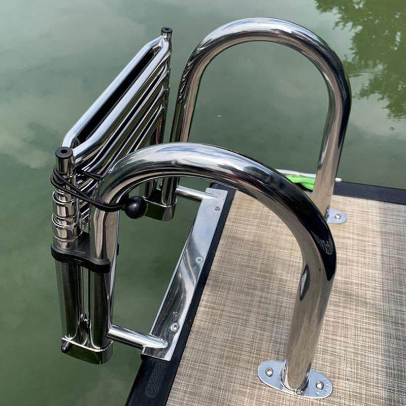 不锈钢梯子船用五金配件梯子伸缩梯游挂游艇折叠扶手带下水梯节4