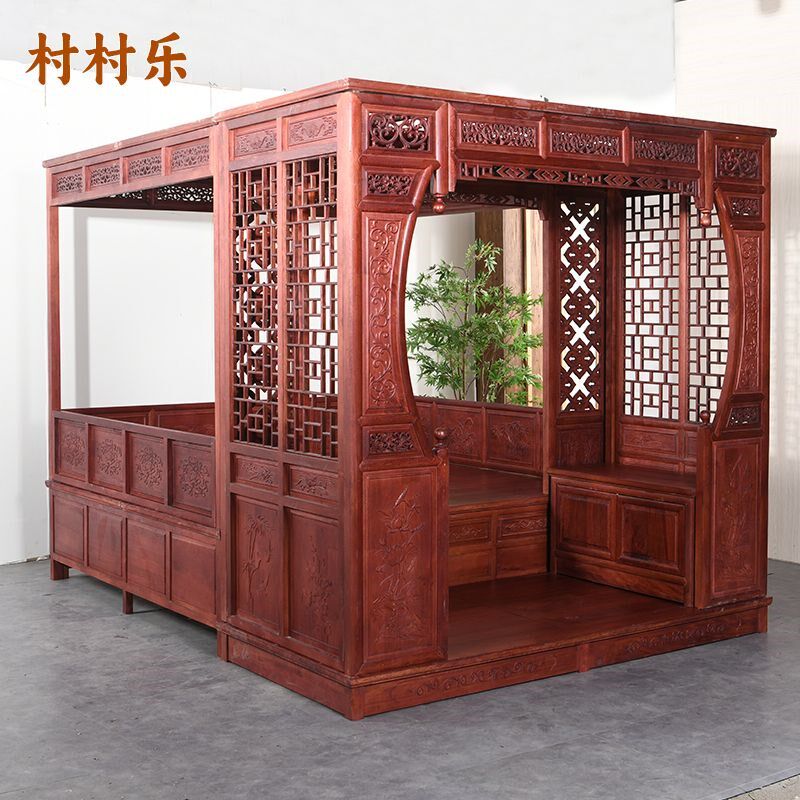 花梨明清古典红木千工中式踏拔步床古代宫廷架子床实木雕花踏步床