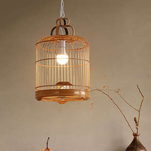竹艺鸟笼吊灯创意个性艺术茶室灯竹编火锅店店铺过餐厅道凉亭商用