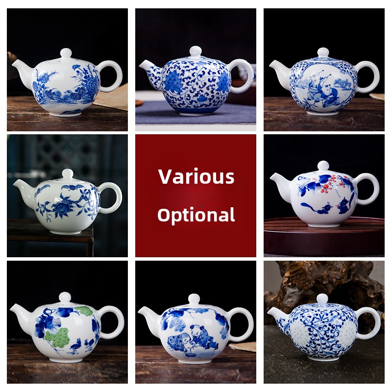 景德镇陶瓷器茶壶单壶 功夫茶具泡茶器冲茶手绘青花瓷水壶大号