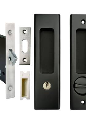 黑色移门锁通用型躺门锁暗藏式吊趟门现代内嵌把手隐形钩锁