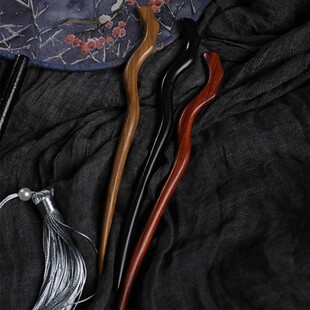 天枝绿檀发簪簪子木质盘发木头手工古风檀木绿日常木制简约盘玩女