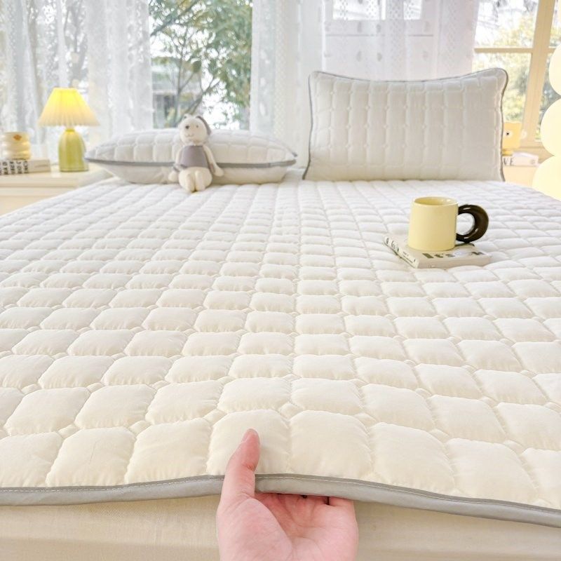 四季通用水洗磨毛床褥垫加厚夹棉床单家用双人床垫保护垫纯色褥子